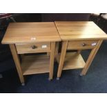 PAIR OF LIGHT OAK MODERN BEDSIDE TABLES WITH DRAWERS