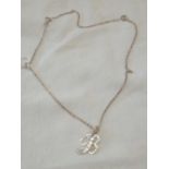 SILVER NECKLACE WITH PENDANT WITH LETTER 'B'