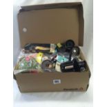 CARTON OF FISHING TACKLE, REELS, LINES, FEATHERS ETC