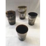 SET OF 4 GLASS BOTTOM HORN CUPS OR BEAKERS