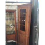 PINE LEADED GLASS CORNER CABINET