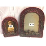 TWO DECORATIVE ORIENTAL STYLE FRAMES. ONE WITH SEPIA PHOTO OF A LITTLE GIRL