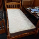 PINE SINGLE BED WITH MATTRESS