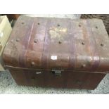 BROWN METAL TRAVEL TRUNK A/F