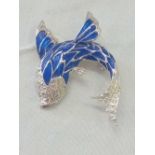 SILVER & ENAMEL DOLPHIN BROOCH (BLUE)