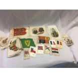 A COLLECTION OF ASSORTED SILK CIGARETTE CARDS/FLAGS, MILITARY, FLOWERS ETC.