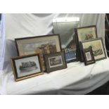 QTY OF F/G PICTURES & A FRAMELESS MIRROR