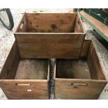 3 WOODEN BOTTLE CRATES