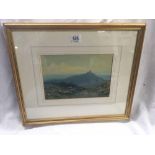 RUBENS SOUTHEY, WATERCOLOUR OF A DARTMOOR VIEW, ST MICHAEL'S CHURCH AND BRENT TOR, DARTMOOR.