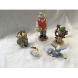 5 ASSORTED CHINA ORNAMENTS INCL; BESWICK SOME A/F