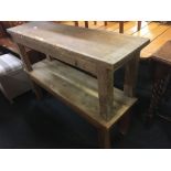 TWO WOODEN BENCHES