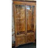 MAHOGANY GLAZED CABINET ON LEGS 77'' X 35'' X 14''