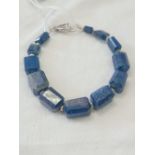 SILVER & LAPIS BEAN BRACELET