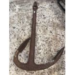 VINTAGE IRON BOLT ANCHOR, ONE FLUKE BENT