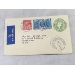 FACSIMILE AIR-MAIL ENVELOPE TO AUSTRIA WITH 1935 SILVER JUBILEE PRUSSIAN BLUE TWO PENCE HALF-PENNY