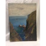 WILLIAM HENRY DYER. A COASTAL VIEW INSCRIBED ON THE REVERSE ''BABBACOMBE CLIFFS, NEAR ANSTEY'S COVE,