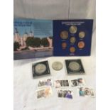 4 COMMEMORATIVE COINS OF THE PRINCE OF WALES AND LADY DIANA SPENCER & A FOLDER OF ROYAL MINT