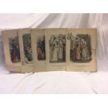 7 VARIOUS HAND-COLOURED FASHION PRINTS DATED BETWEEN 1840'S - 1880'S - FOLIO