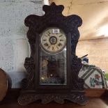 GLAZED & CARVED MANTEL CLOCK