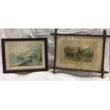 TWO ANTIQUE COLOURED HUNTING PRINTS. ONE TITLED ''FULL CRY'' BY ALKEN 1841. THE OTHER PUBLISHED BY