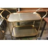 METAL GOLD COLOUR EFFECT HOSTESS TROLLEY ON 4 WHEELS