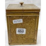 SQUARE BRASS EMBOSSED TEA CADDY