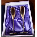 2 PAIRS OF PLATED CHAMPAGNE GOBLETS - BOXED