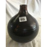 BROWN BULB SHAPED VASE BY WILLIAM RUSSELL 1954