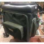 GREEN FISHING STOOL WITH COMPARTMENTS FOR TACKLE ETC