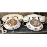 2 CERAMIC SOUTHERN TELEPHONES, ONE BY ETERNAL BEAU AND THE OTHER BY COUNTRY ROSES