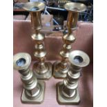2 PAIRS OF BRASS CANDLE STICKS