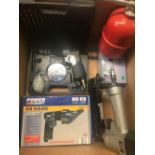 POWER CRAFT AIR DRILL IN CASE AS NEW, POWERCRAFT AIR SHEARS IN CASE AS NEW, TOOLZONE 3'' CUT OFF