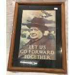 F/G REPRODUCTION POSTER OF WINSTON CHURCHILL ''LET US GO FORWARDS TOGETHER''