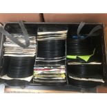 LARGE QTY OF 45 RPM RECORDS IN CARRY CASE, MOST WITHOUT SLEEVES