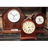 3 MODERN WOOD CASED CLOCKS WITH BATTERY MOVEMENTS