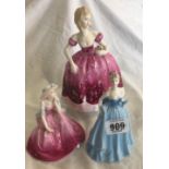 3 COALPORT LADY FIGURES, NINA, IN LOVE & ROSEMARY