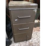 BROWN METAL 3 DRAWER FILING CABINET BY HOOVER - SCREW MISSING FROM HANDLE