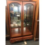 MODERN GLASS 2 DOOR, 1 DRAWER DISPLAY CABINET BY MORRIS FURNITURE