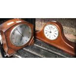 2 WOOD CASED MANTEL CLOCKS WITH MODERN BATTERY MOVEMENTS
