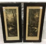 VICTORIAN PRINTS, A PAIR OF HARVEST SCENES AFTER D B LONDON TOGETHER WITH ANOTHER PAIR OF STAGS IN