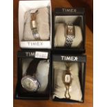 3 BRAND NEW LADIES TIMEX WATCHES & A GENTS TIMEX WATCH - ALL BOXED