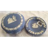 2 PIECES BLUE WEDGWOOD JASPER WARE