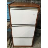 WOOD & METAL 3 DRAWER FILING CABINET - NO KEY