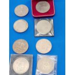 EIGHT UK CROWN SIZED COINS