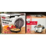 700WATT OMELETTE MAKER & 1.5LTR SLOW COOKER - NEW IN BOXES