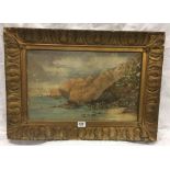 GILT F/G COASTAL WATERCOLOUR OF CLIFFS(PROBABLY VICTORIAN) SIGNED C.T.P