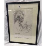 CHARCOAL DRAWING OF LEOPOLD STOWKOWSKI, CONDUCTING AT THE FESTIVAL HALL, INSCRIBED AND SIGNED