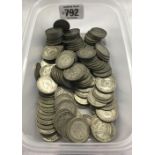 TUB OF 1920 - 1946 UK SHILLINGS APPROX WEIGHT 22oz