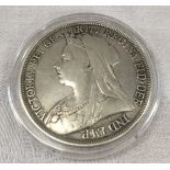 A VICTORIA 1896 VEILED HEAD SILVER CROWN