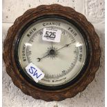 OAK CIRCULAR FRAMED ANEROID BAROMETER